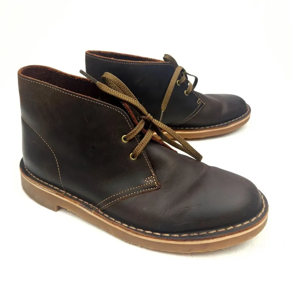 Clarks Bushacre 2 Desert Boots Mens 8 M Dark Brown Leather Chukka Lace-Up Casual